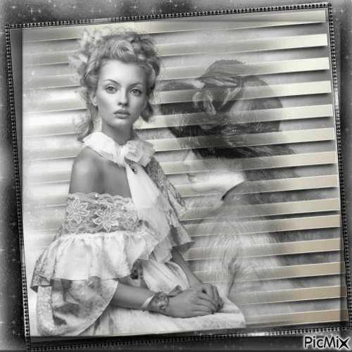 Vintage lady in black and white - GIF animate gratis