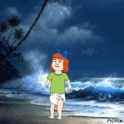 Baby on night beach - Bezmaksas animēts GIF