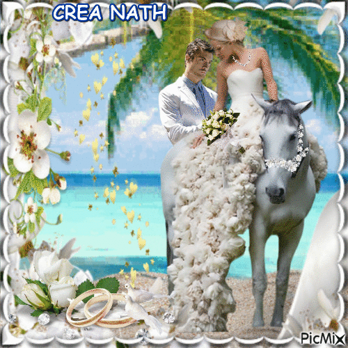 Mariage à la plage - GIF animado grátis