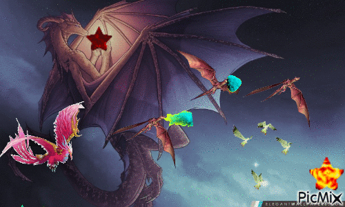 dragonne mère - GIF animate gratis