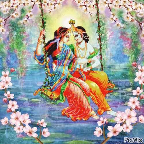 Radha Krishna in Spring - Darmowy animowany GIF