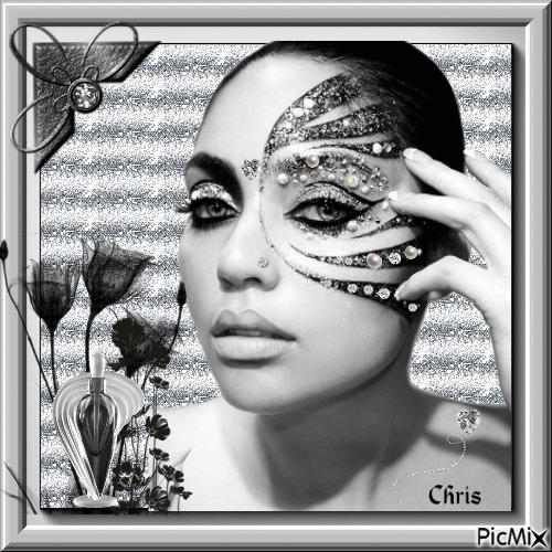 Artistic makeup in black and silver - Бесплатный анимированный гифка