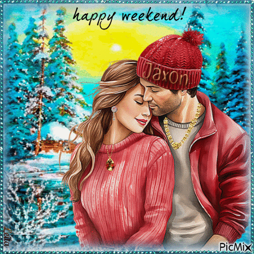 Happy Weekend. Couple, winter, love - Besplatni animirani GIF