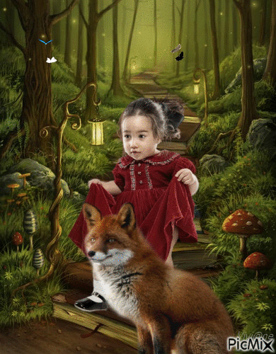 L'enfant et le renard - GIF animé gratuit