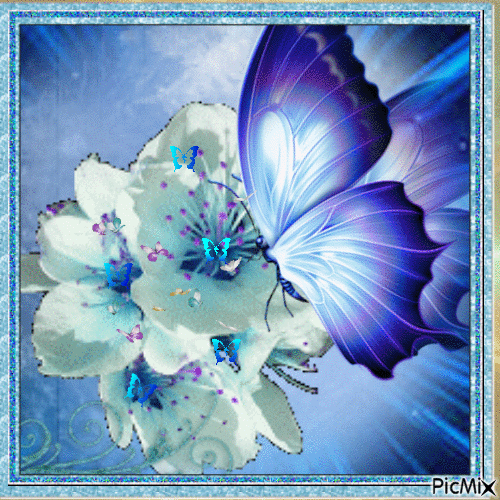 blue Papillon - Free animated GIF