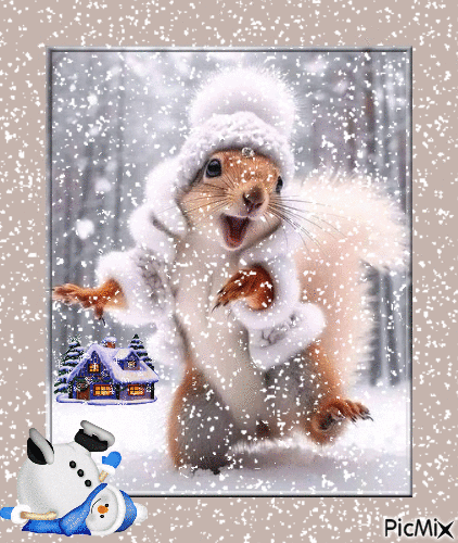 ecureuil sous la neige - GIF animé gratuit