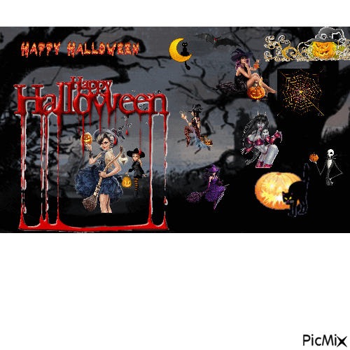 Halloween witch party - GIF animate gratis
