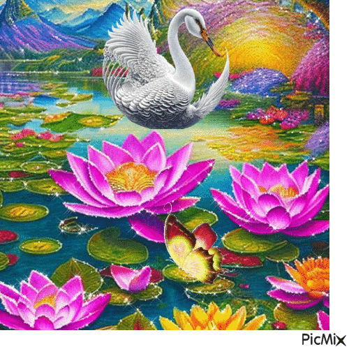 Лебеди - Darmowy animowany GIF