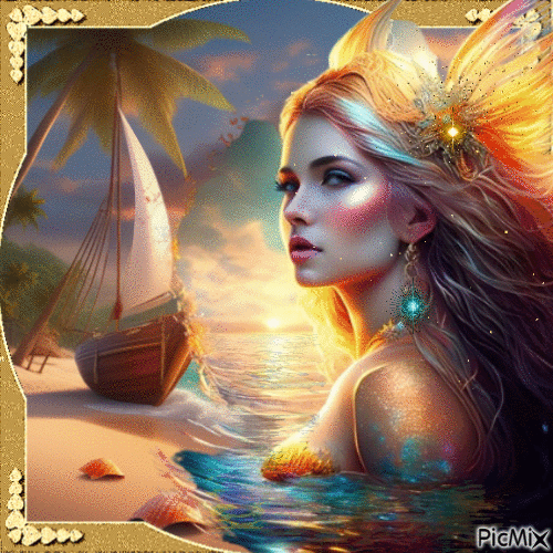 Retrato de sirena - GIF animé gratuit