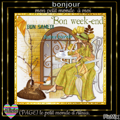bonjour , bon week-end - Безплатен анимиран GIF