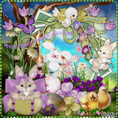Happy Easter. Where flowers bloom so does hope - Bezmaksas animēts GIF