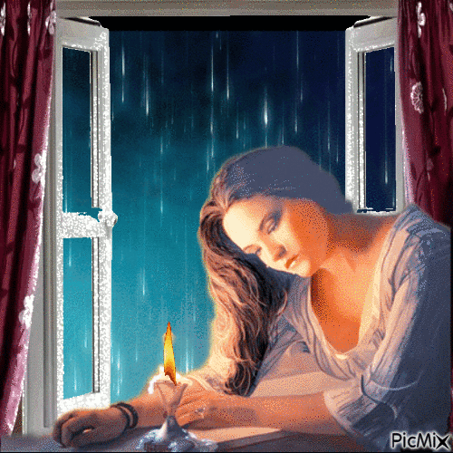 Regen und traurige Frau - Ilmainen animoitu GIF