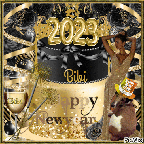 Bonne année 2023 BIBI - Darmowy animowany GIF