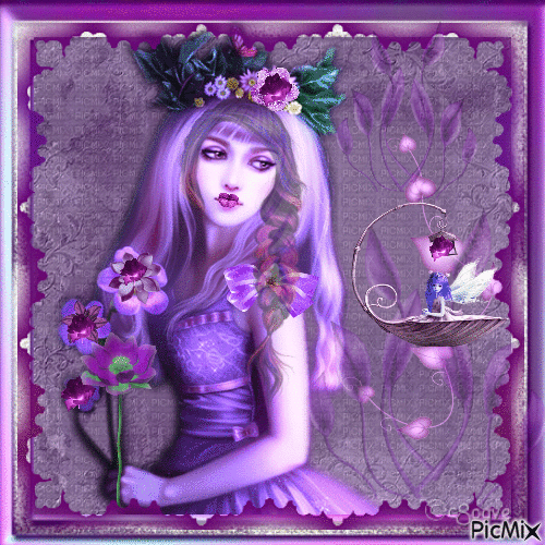Femme en violet - GIF animasi gratis