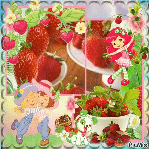 J'Adore les fraises - GIF animé gratuit