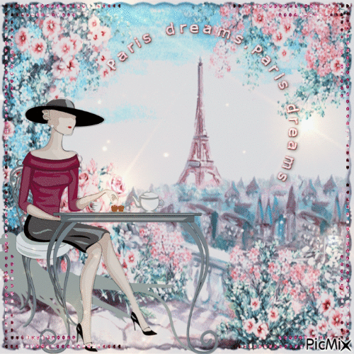 Vintage-Frau in Paris - GIF animasi gratis