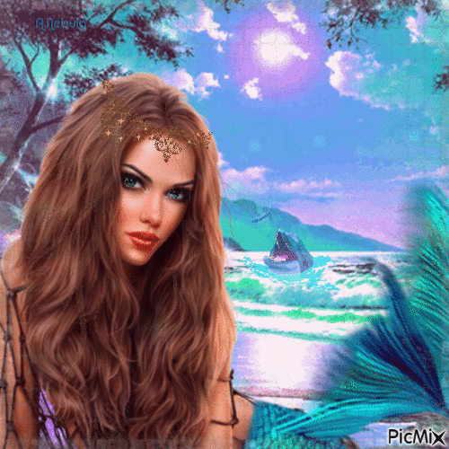 Mermaid at the beach - Darmowy animowany GIF