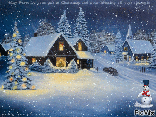 Snowy Christmas Eve - GIF animasi gratis