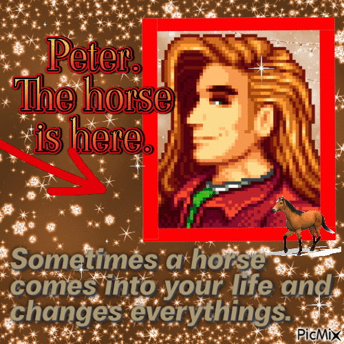 peter. the horse is here. - Gratis animerad GIF