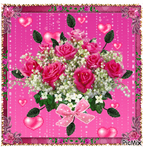 9 pink roses - Nemokamas animacinis gif