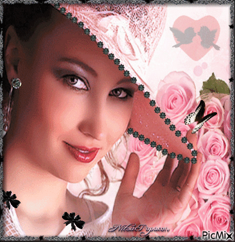 Portrait pink and black.💝 - Gratis geanimeerde GIF
