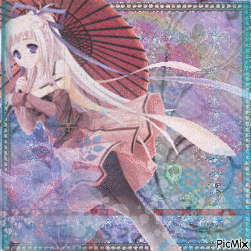 Anime girl umbrella - Δωρεάν κινούμενο GIF