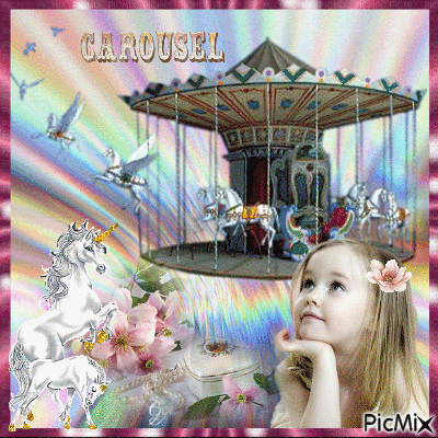 Child watching Carousel - Δωρεάν κινούμενο GIF