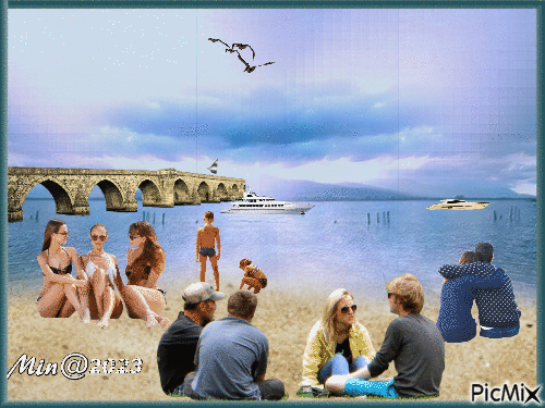 sommardag vid havet - GIF animasi gratis