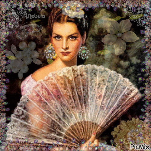 Lady with a fan - Free animated GIF