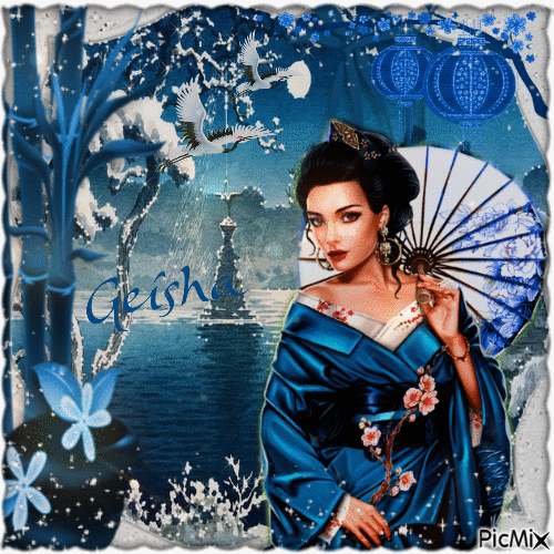 Blaue Geisha - GIF animé gratuit