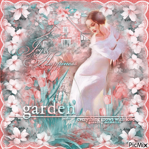 ...Donna in un giardino - GIF animé gratuit