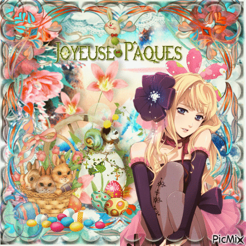 joyeuses Pâques -Anime - 無料のアニメーション GIF
