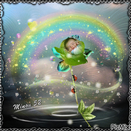 minou52-baby och regnbåge - Besplatni animirani GIF