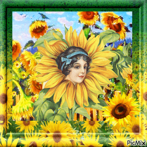 Sunflowers vintage - Gratis geanimeerde GIF