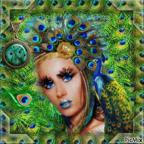 Magical peacock beauty - 免费动画 GIF