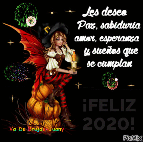 feliz 2020 va de brujas - Безплатен анимиран GIF