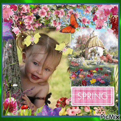 spring little girl - Zdarma animovaný GIF