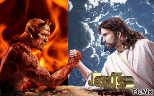 Evil VS God - Безплатен анимиран GIF