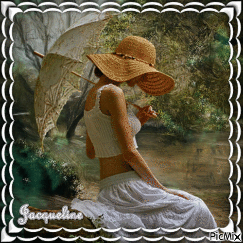 jeune femme a l'ombrelle - Δωρεάν κινούμενο GIF