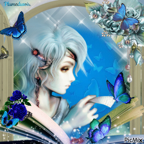 Papillons bleus. - Бесплатни анимирани ГИФ
