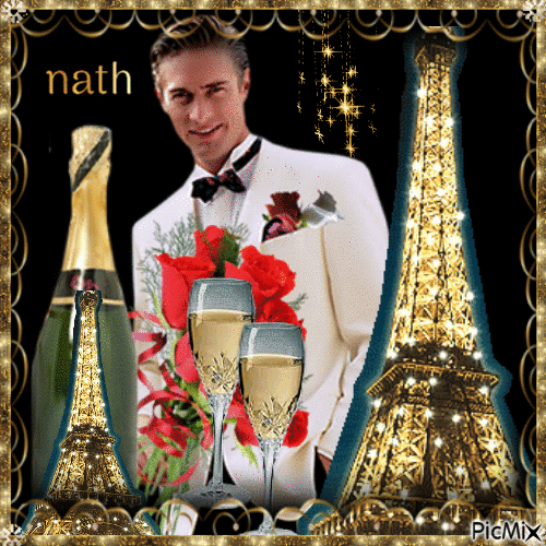 Champagne et la Tour Eiffel,concours - GIF animado grátis