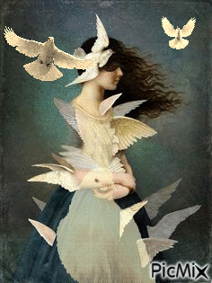 Mujer paloma - GIF animado gratis