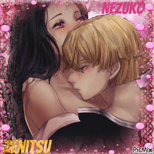 Nezuko and Zenitsu Love - Gratis geanimeerde GIF
