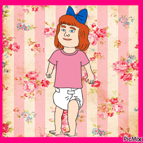 Baby in flower wallpaper frame - GIF animate gratis