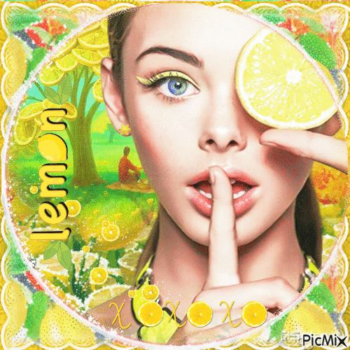 Lemon woman summer - GIF animado grátis