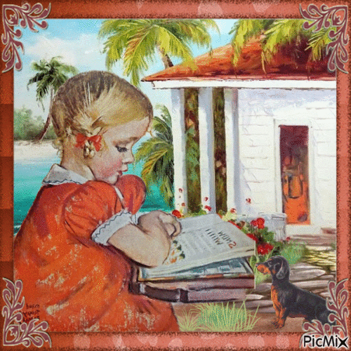 Das kleine Mädchen, das liest - Wettbewerb - Безплатен анимиран GIF
