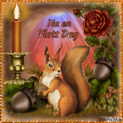 Have a Nice Day. Autumn. Squirrel - GIF animado grátis