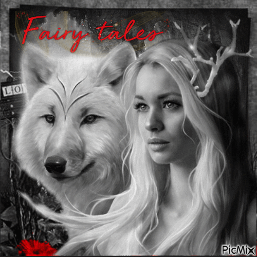 woman wolf fantasy - GIF animé gratuit