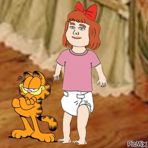 Elizabeth and Garfield (my 2,575th PicMix) - zadarmo png
