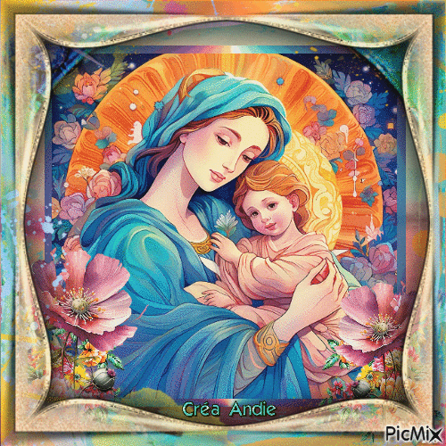 Vierge Marie & l'Enfant Jésus - Bezmaksas animēts GIF